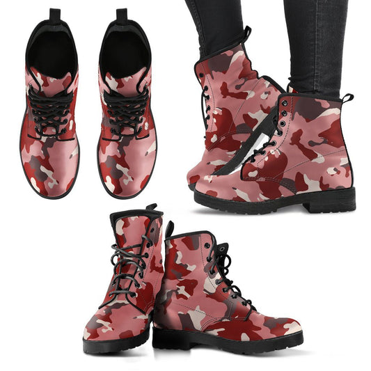 Leather Boots - Red Camouflage