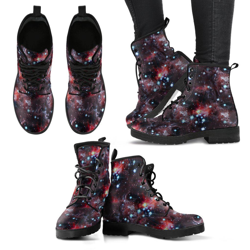 Leather Boots - Red Stars