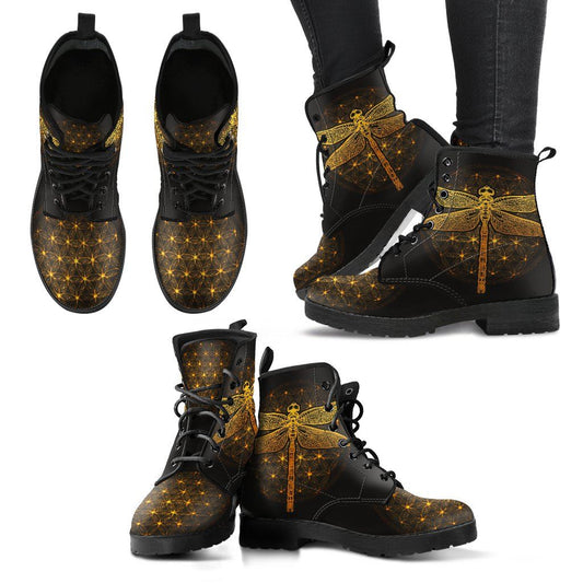 Leather Boots - Spiritual Dragonfly
