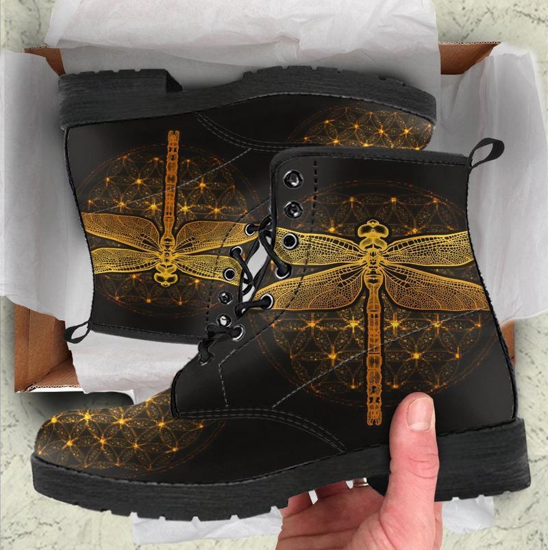 Leather Boots - Spiritual Dragonfly