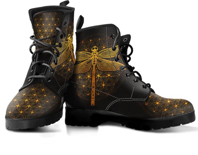 Leather Boots - Spiritual Dragonfly
