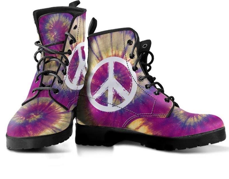 Leather Boots - Tie Dye And Peace