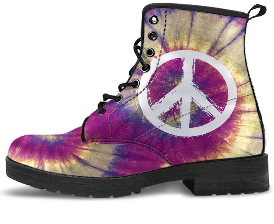 Leather Boots - Tie Dye And Peace
