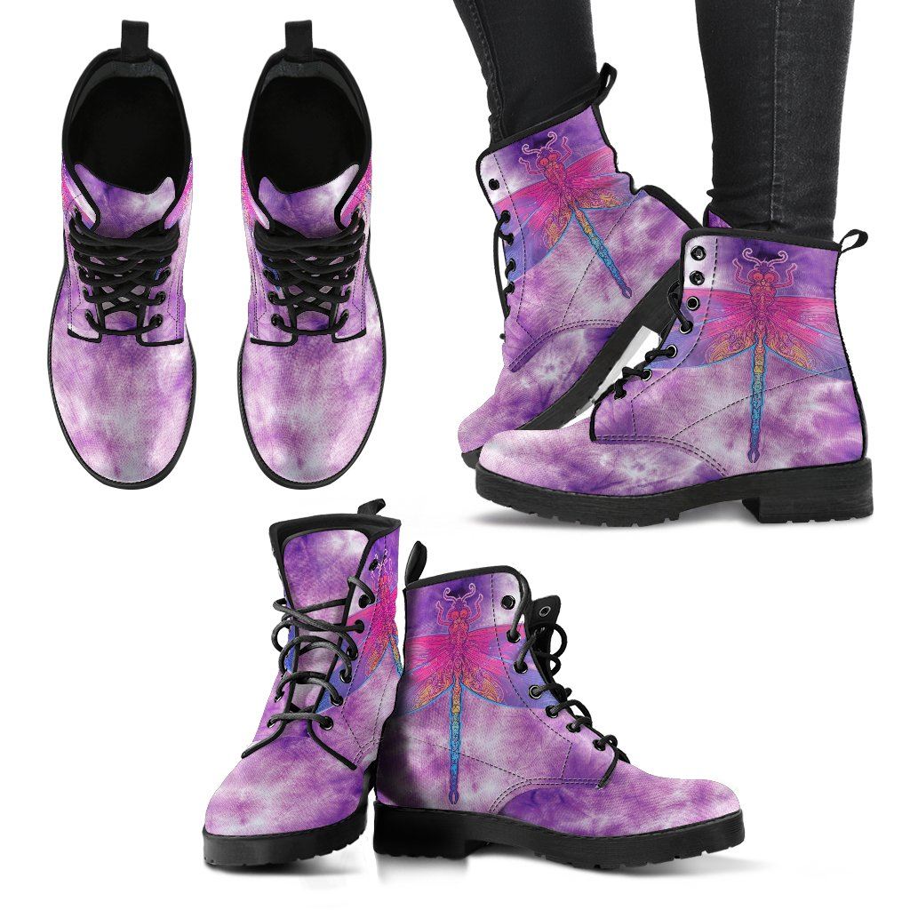 Leather Boots - Tie Dye Dragonfly