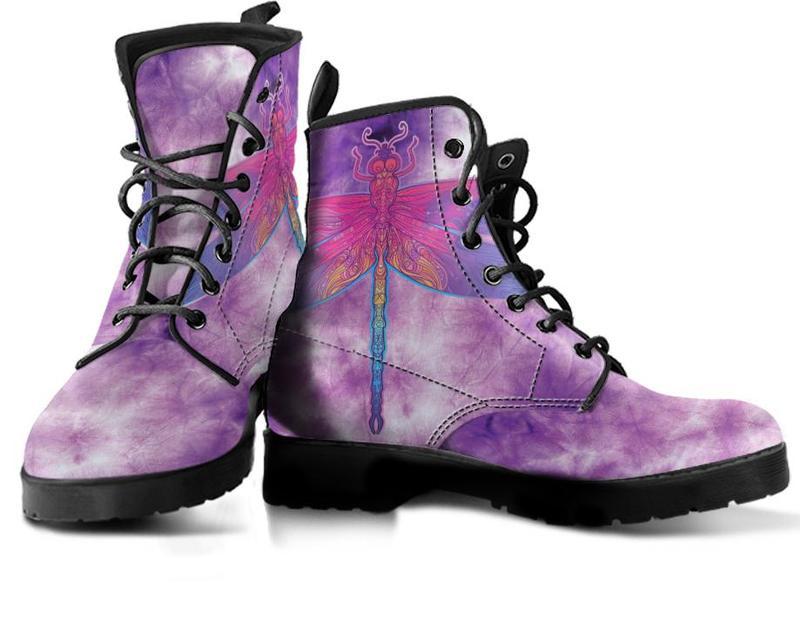 Leather Boots - Tie Dye Dragonfly
