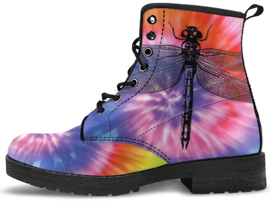 Leather Boots - Tie Dye Dragonfly