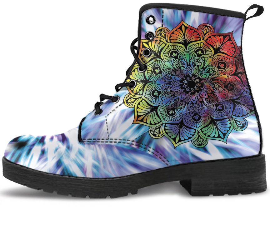 Leather Boots - Tie Dye Mandala Blue