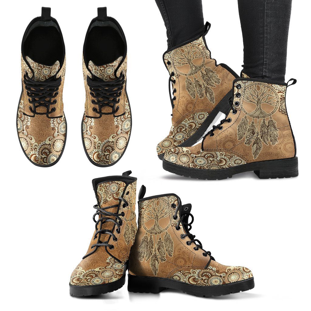 Leather Boots - Tree Of Life Dream Catcher
