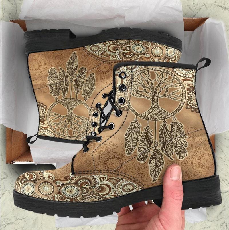 Leather Boots - Tree Of Life Dream Catcher