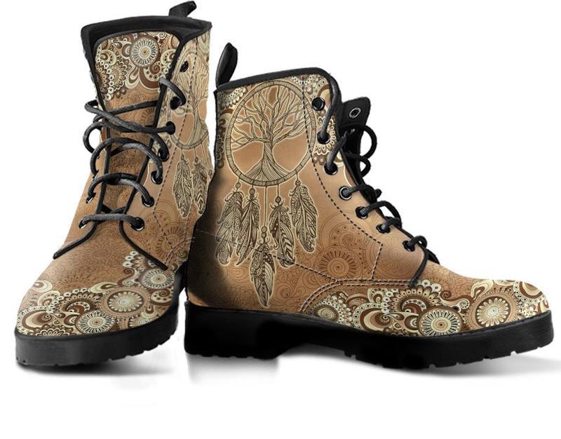 Leather Boots - Tree Of Life Dream Catcher