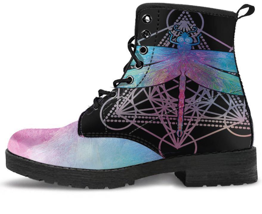 Leather Boots - Watercolor Dragonfly