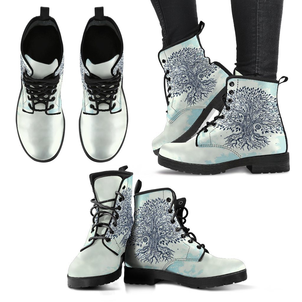 Leather Boots - White Tree Of Life