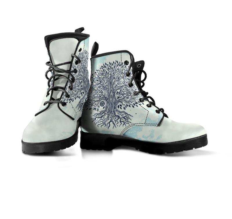 Leather Boots - White Tree Of Life