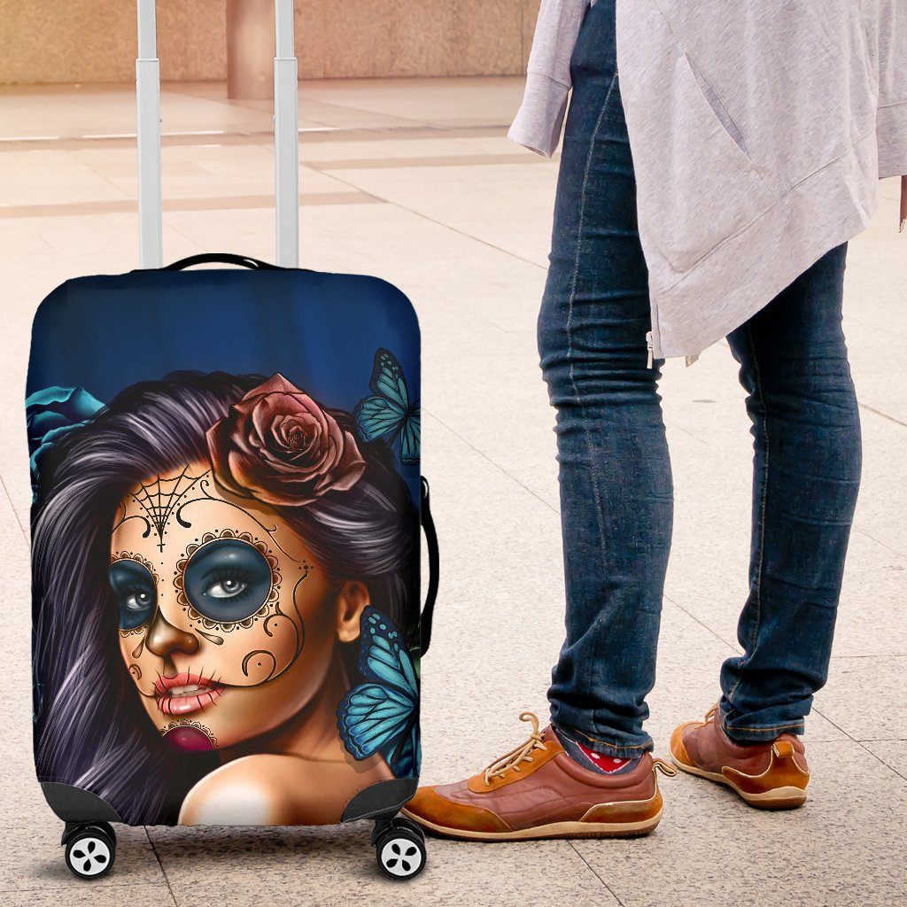 Luggage Covers - Calavera Girl Blue