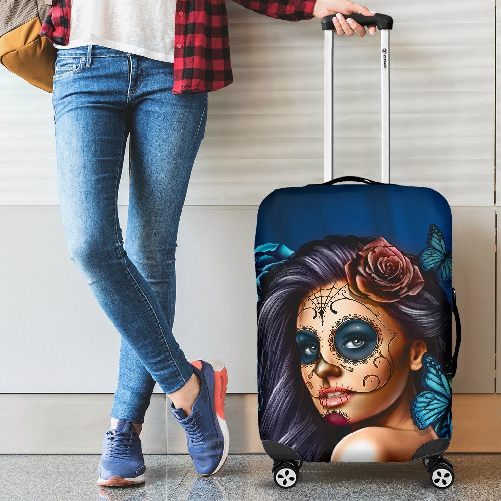 Luggage Covers - Calavera Girl Blue