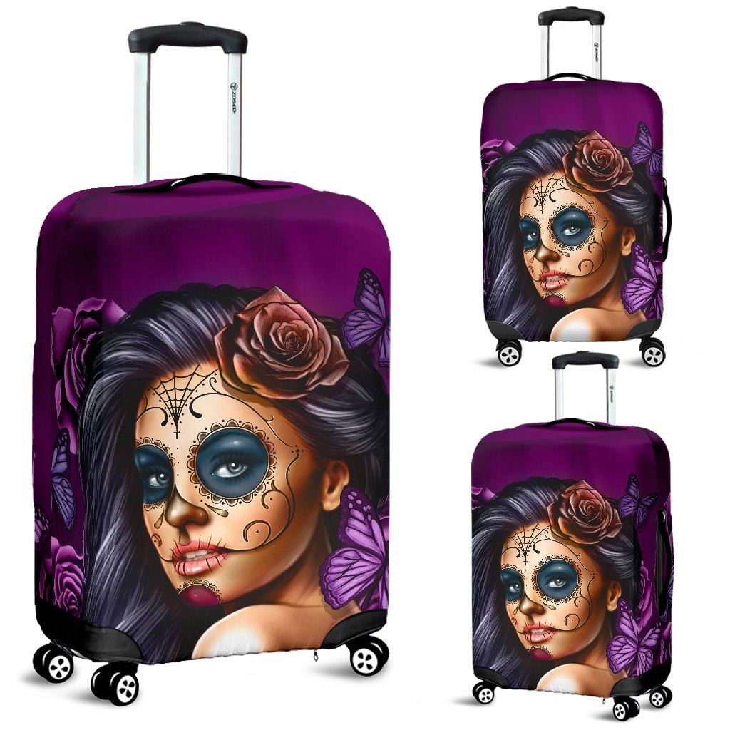 Luggage Covers - Calavera Girl Purple