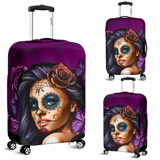 Luggage Covers - Calavera Girl Purple