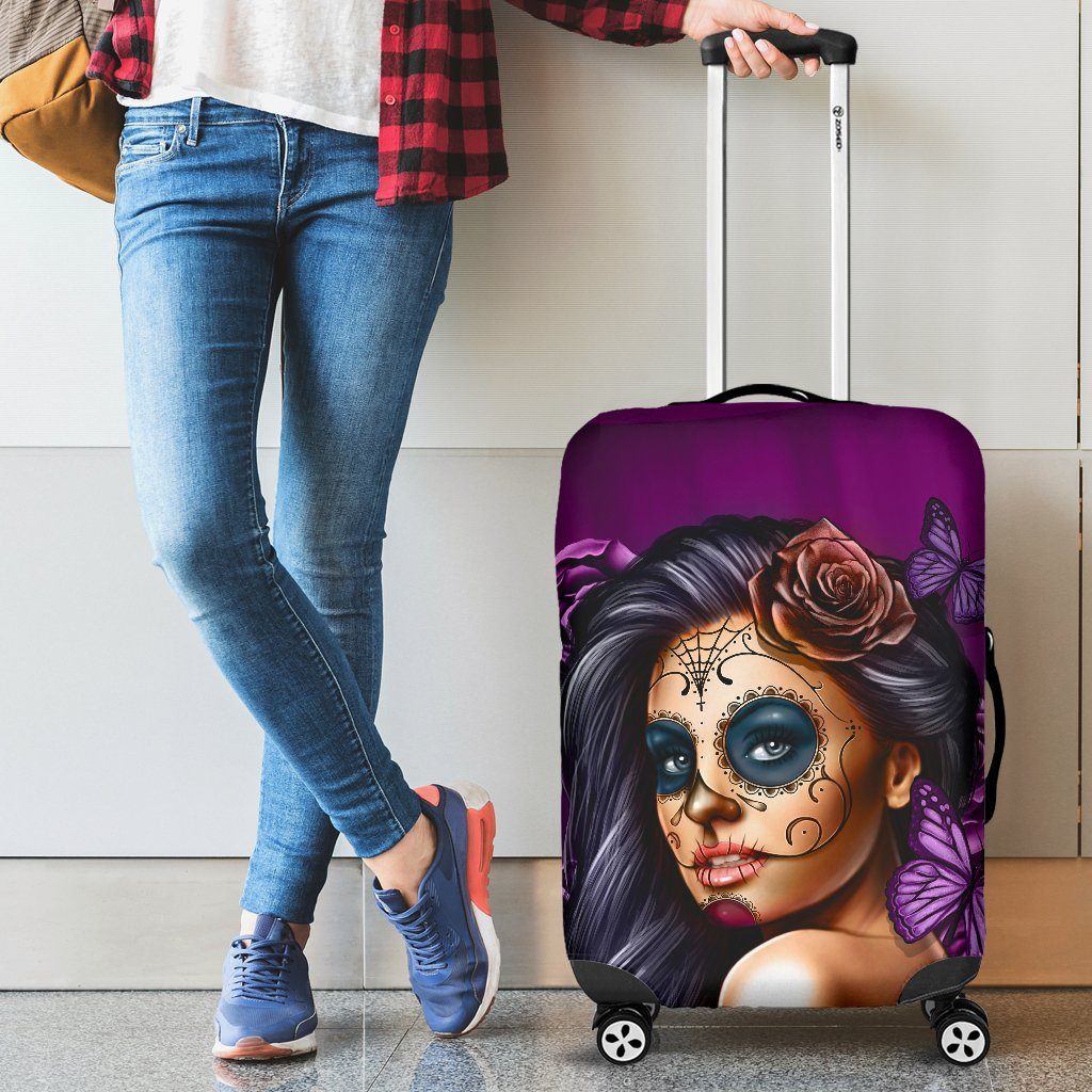 Luggage Covers - Calavera Girl Purple