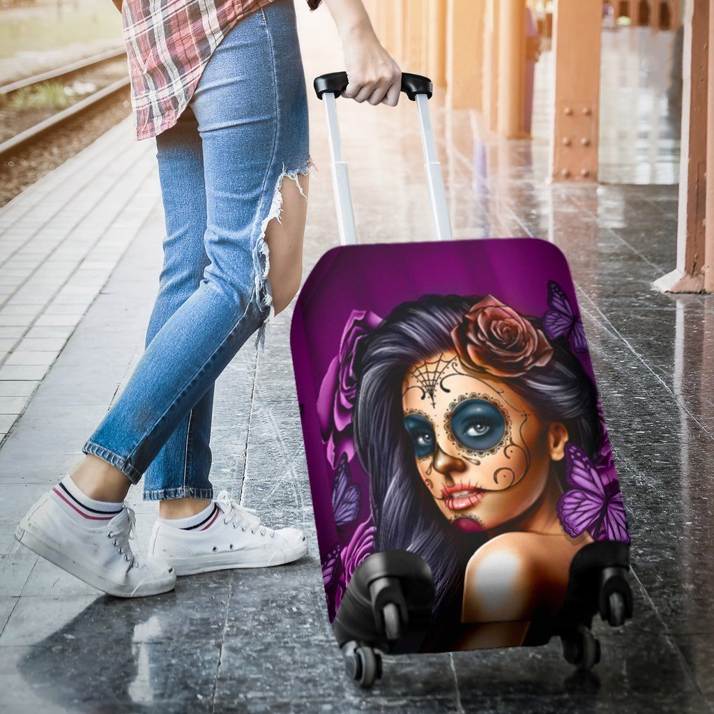 Luggage Covers - Calavera Girl Purple