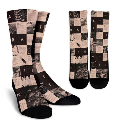 Old Newspaper Pattern Socks