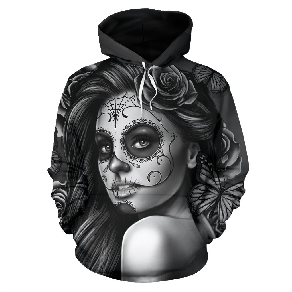 Pullover Hoodies - Calavera Girl Black