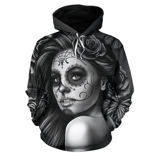 Pullover Hoodies - Calavera Girl Black
