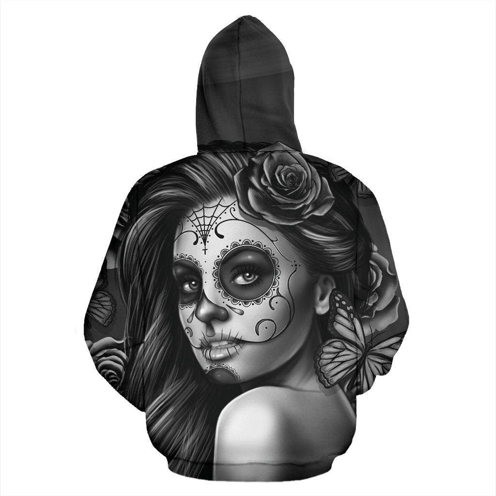 Pullover Hoodies - Calavera Girl Black