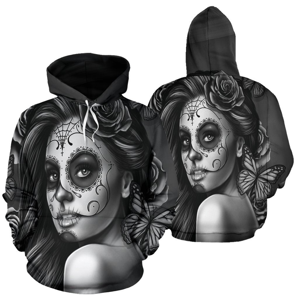 Pullover Hoodies - Calavera Girl Black