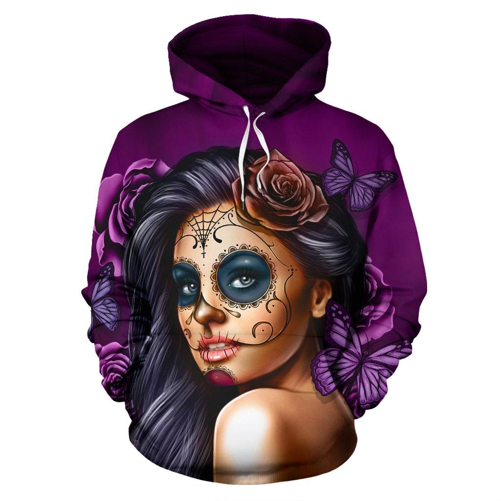 Pullover Hoodies - Calavera Girl Purple