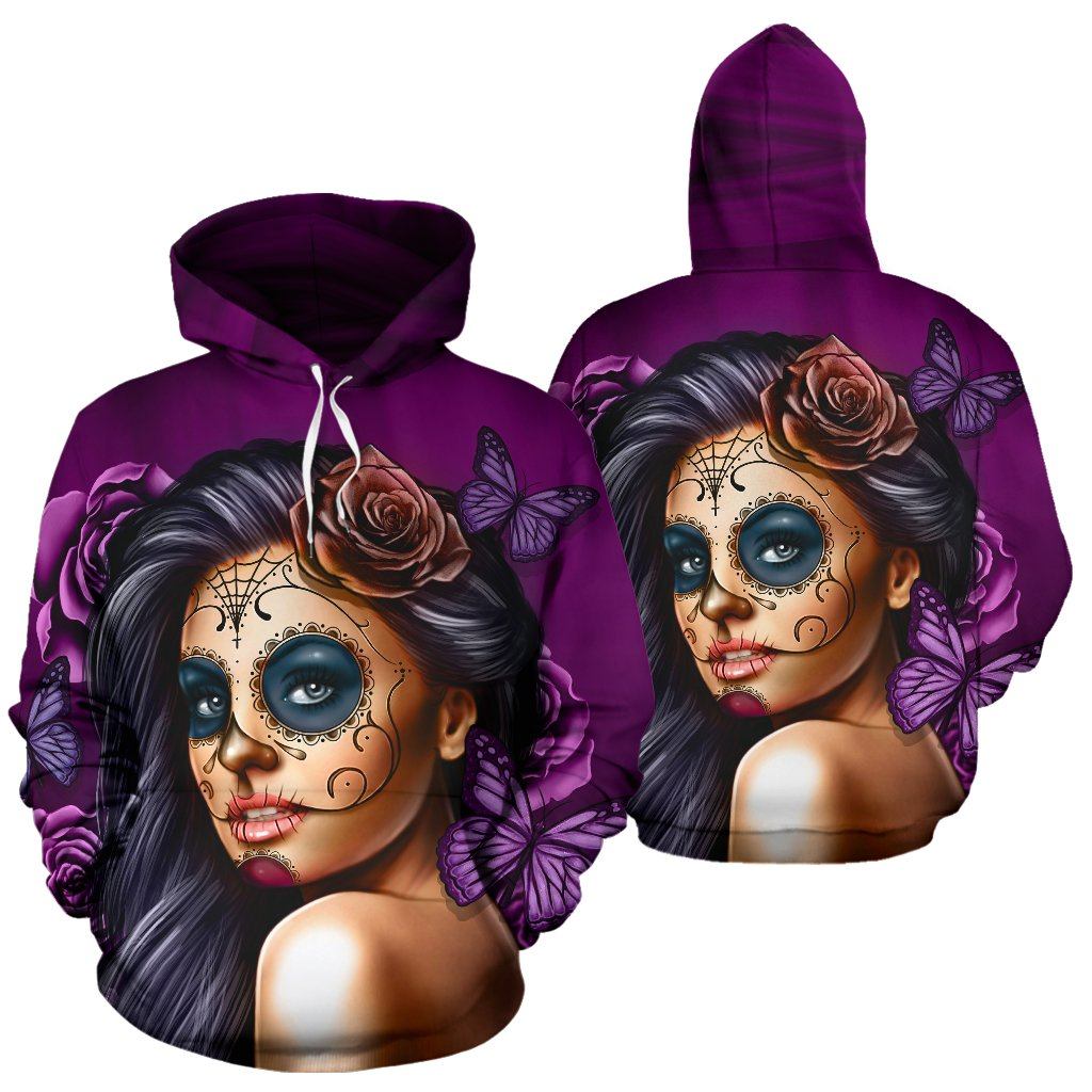 Pullover Hoodies - Calavera Girl Purple