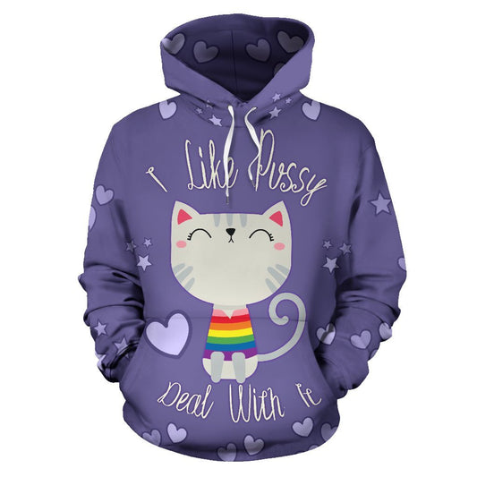 Pullover Hoodies - I Like Pussy Deal With It