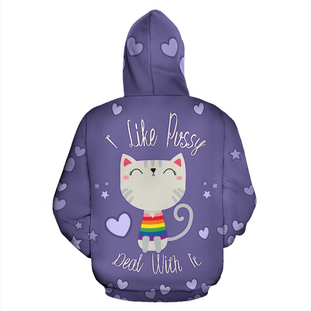 Pullover Hoodies - I Like Pussy Deal With It