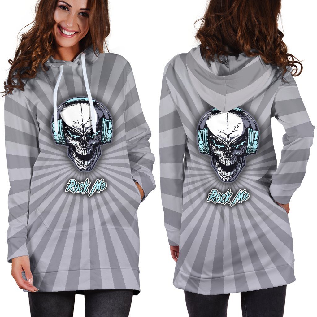 Rock Me Hoodie Dress For Skull Lovers And Music Freaks