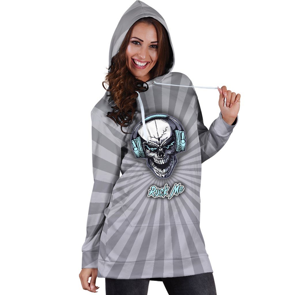Rock Me Hoodie Dress For Skull Lovers And Music Freaks