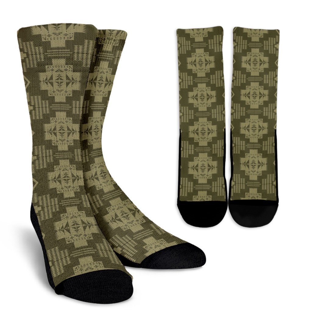 Seven Tribes Brown And Tan Crew Socks