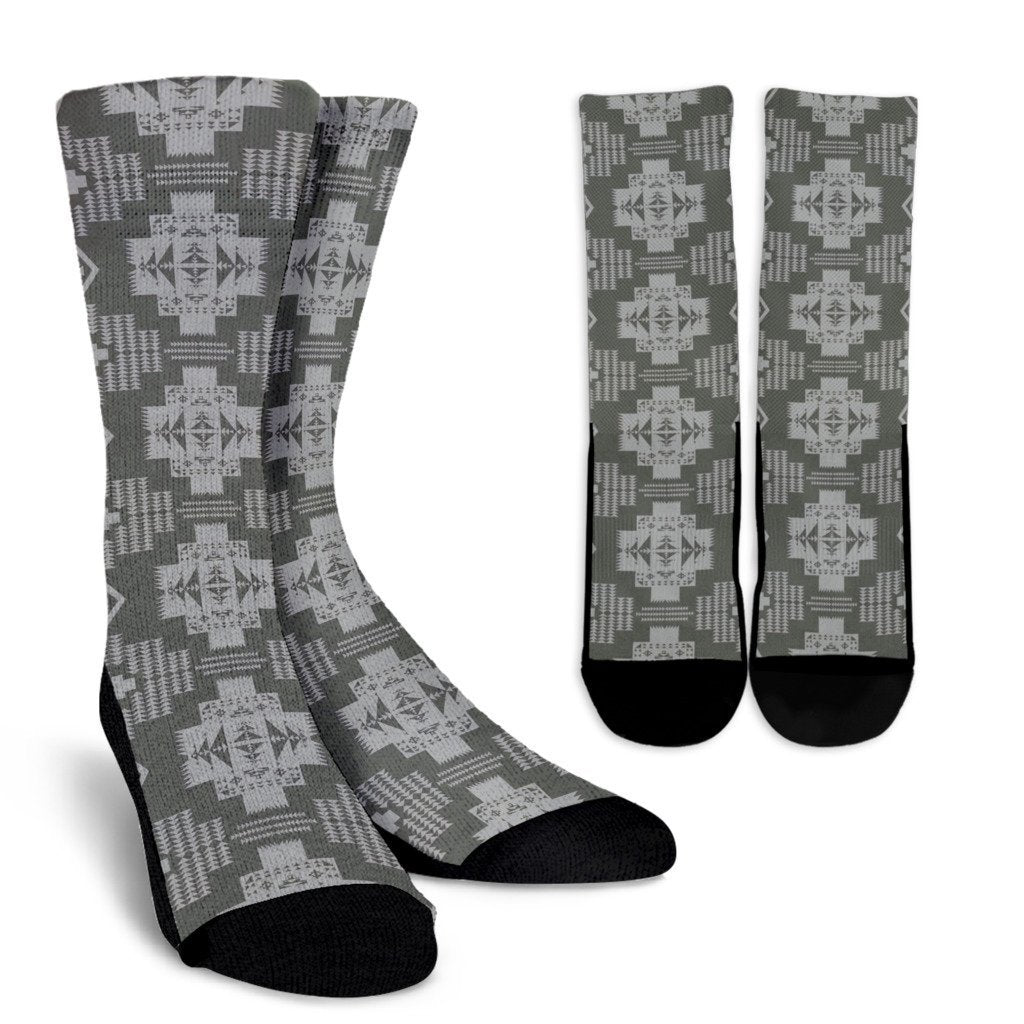 Seven Tribes Gray And Light Gray Crew Socks
