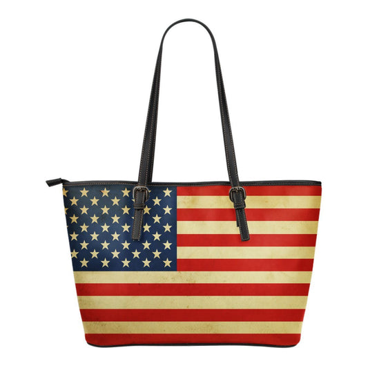 US Flag Premium Small Leather Tote Bag